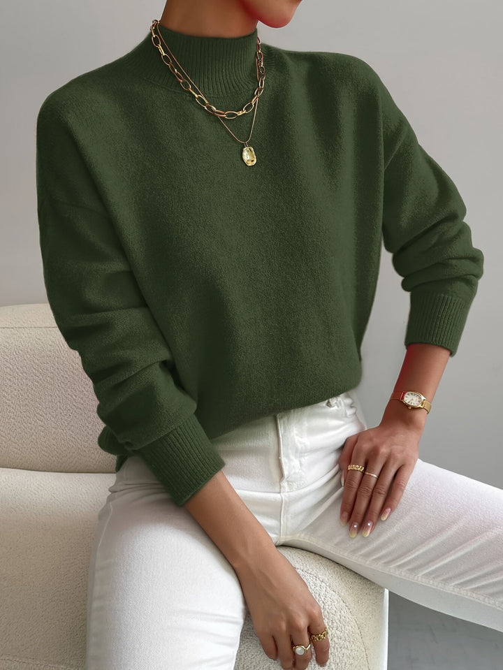 Maglione a Collo Alto in Maglia Fine