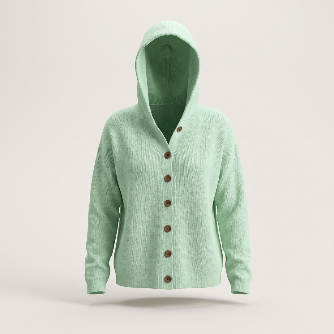 Alba Cardigan con Cappuccio Verde