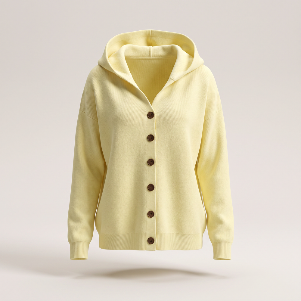 Alba Cardigan con Cappuccio Giallo