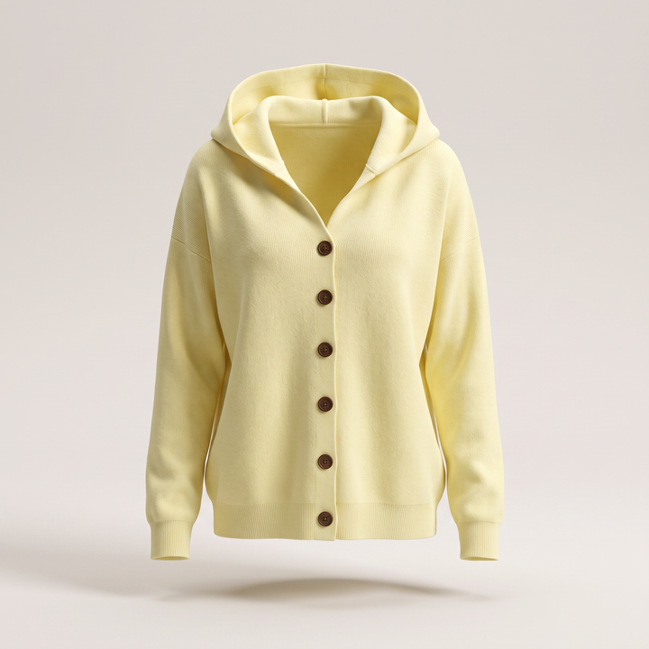 Alba Cardigan con Cappuccio Giallo