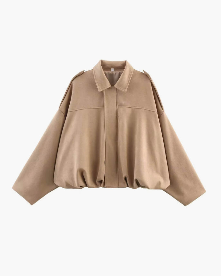 Vittoria Bomber in Ecopelle Scamosciata Beige
