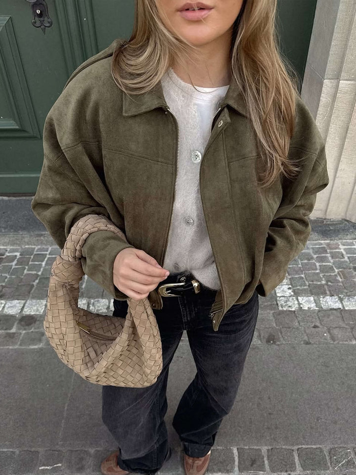 Vittoria Bomber in Ecopelle Scamosciata Marrone
