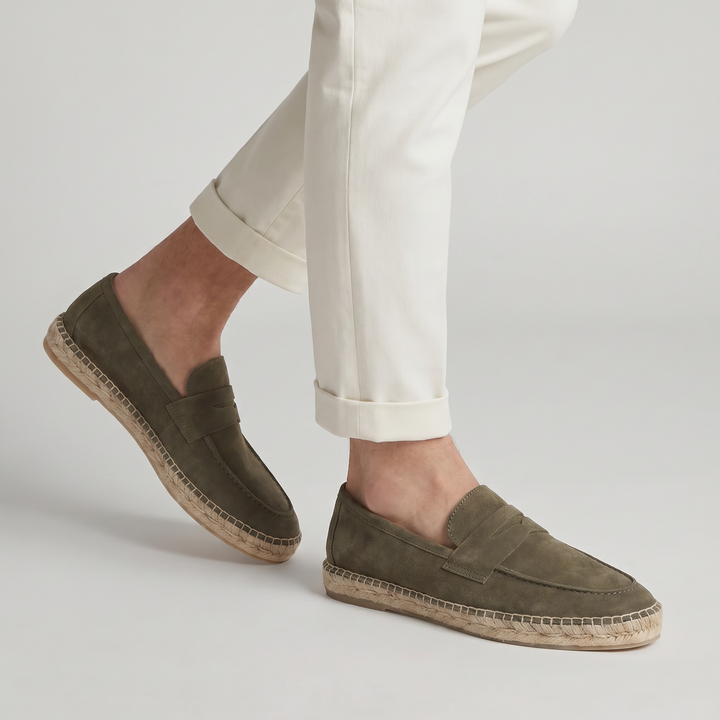 Mocassino Espadrilla in Camoscio Oliva