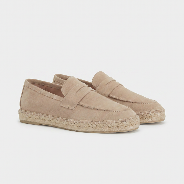 Mocassino Espadrilla in Camoscio Beige Sabbia
