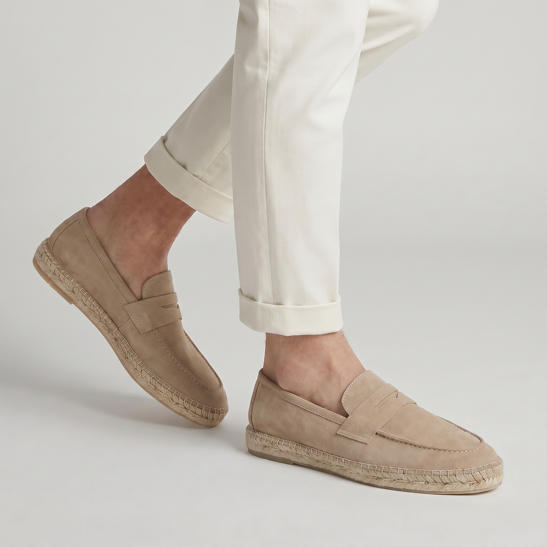 Mocassino Espadrilla in Camoscio Beige Sabbia