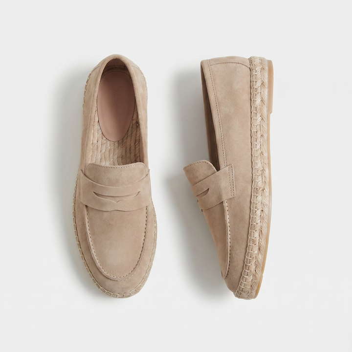 Mocassino Espadrilla in Camoscio Beige Sabbia