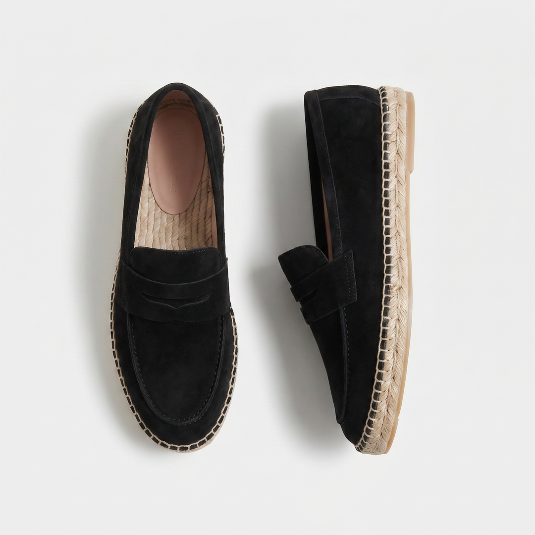 Mocassino Espadrilla in Camoscio Nero