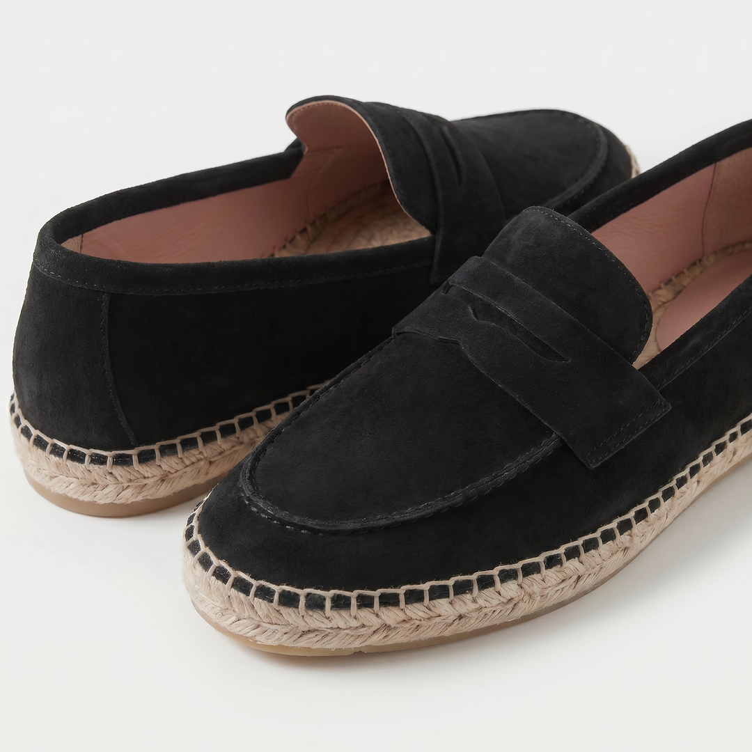 Mocassino Espadrilla in Camoscio Nero