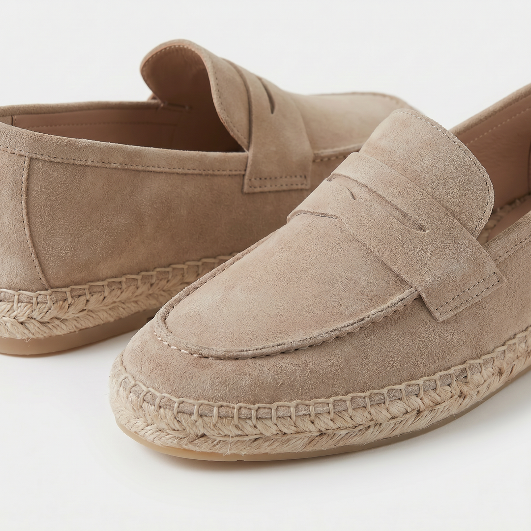 Mocassino Espadrilla in Camoscio Beige Sabbia